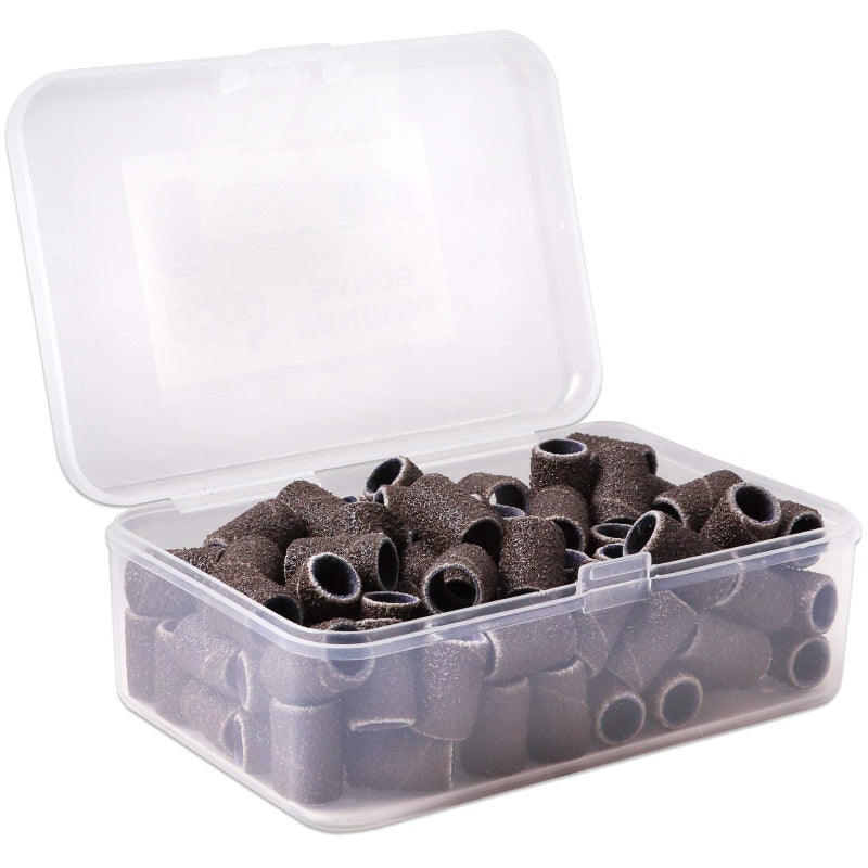 PANA 100 Pieces Nail Sanding Bands Professional Nail Manicure Great Fit for Nail Drill Bits for Acrylic Nails (80 Grit, Brown) - Image 1